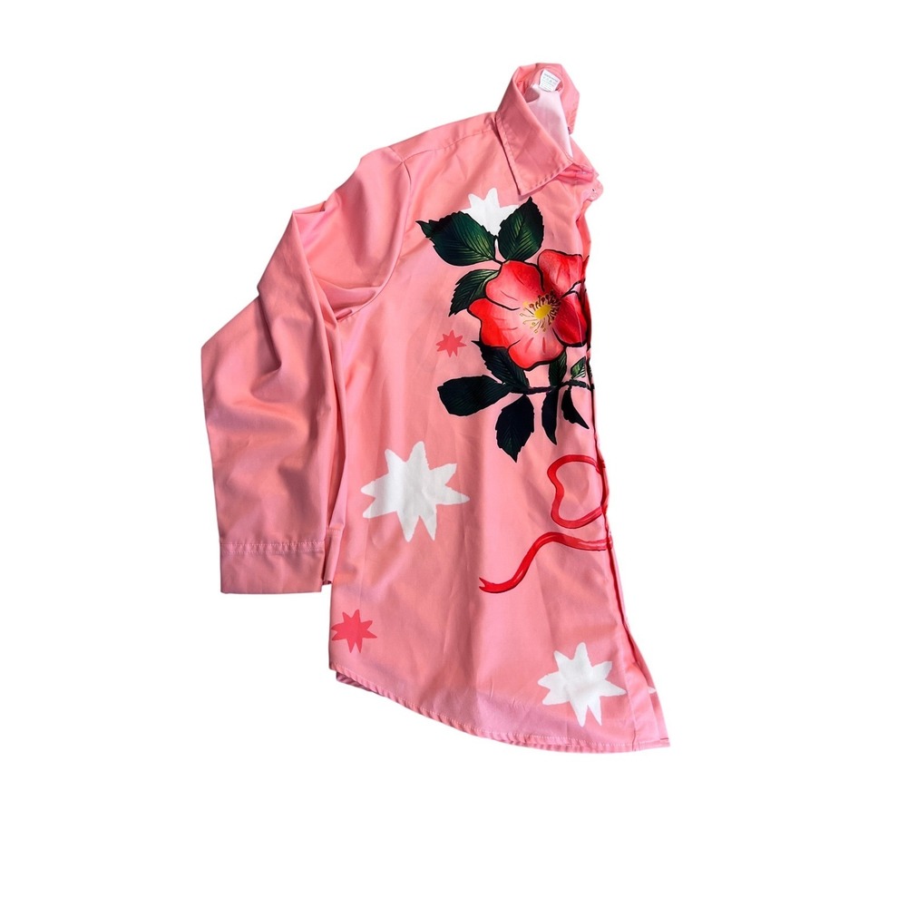 LikeMyChoice Floral Graphic Two Piece Set Women 2XL Pink Shirt and Shorts - Picture 6 of 6
